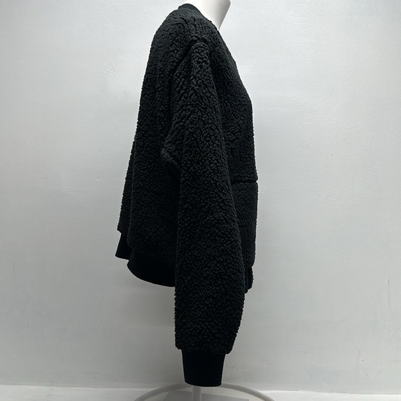 Prana Polar Escape Bomber Jacket Fleece Coat Reversible Black to Gray Size Large - Picture 3 of 9